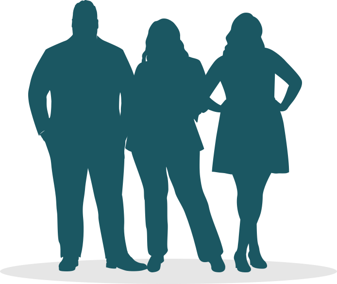 Group of diverse human silhouettes in a row for medical weight awareness header